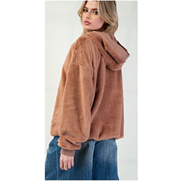 Easel Brown Fuzzy Hoodie Sweatshirt - Picture 3 of 9